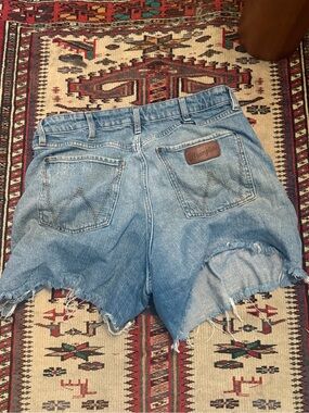 Wrangler Light Blue Distressed Cutoff Denim Shorts